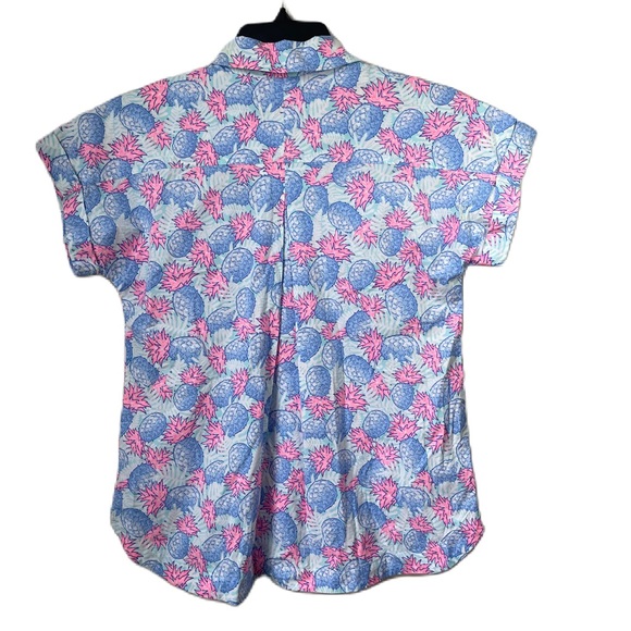 Vineyard Vines pineapple printed popover half button boho tropical shirt size 8 - Picture 2 of 12